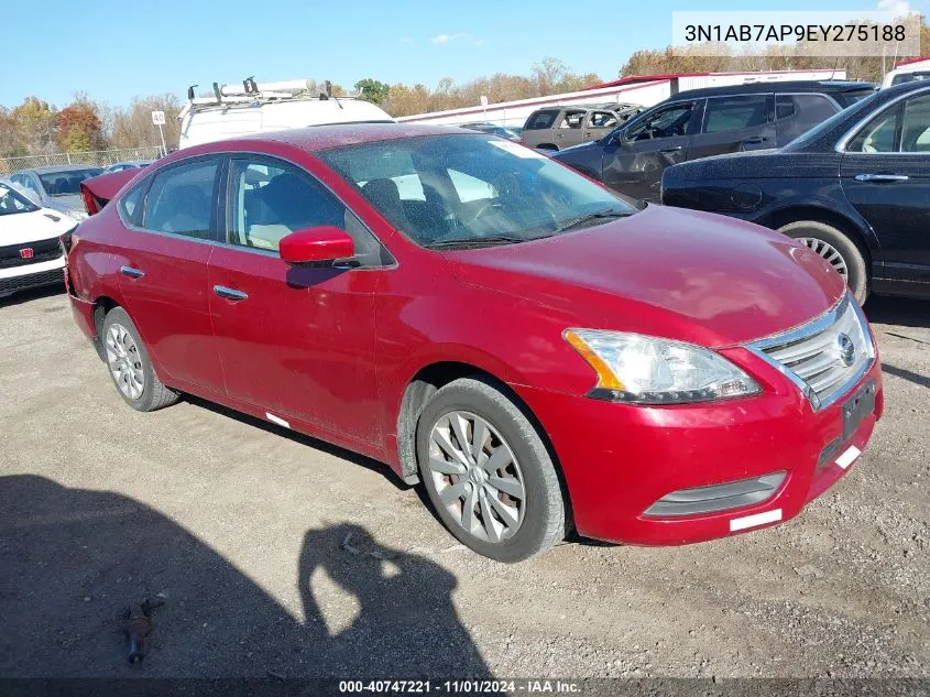 2014 Nissan Sentra S VIN: 3N1AB7AP9EY275188 Lot: 40747221