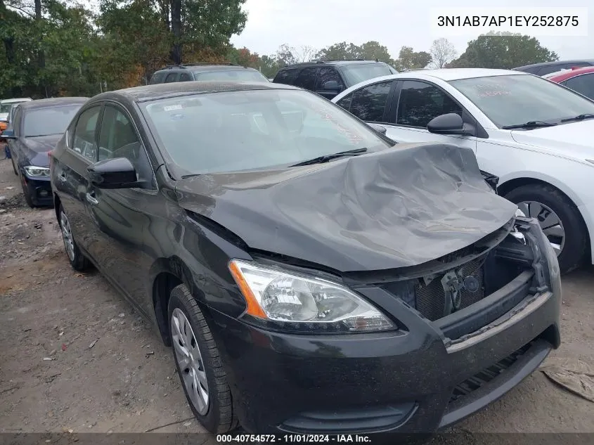 2014 Nissan Sentra S VIN: 3N1AB7AP1EY252875 Lot: 40754572