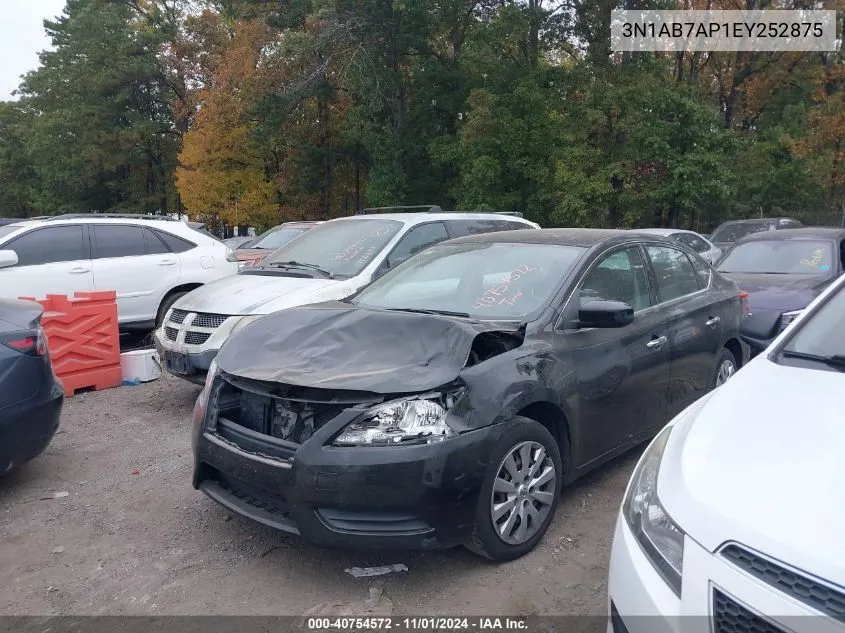 2014 Nissan Sentra S VIN: 3N1AB7AP1EY252875 Lot: 40754572