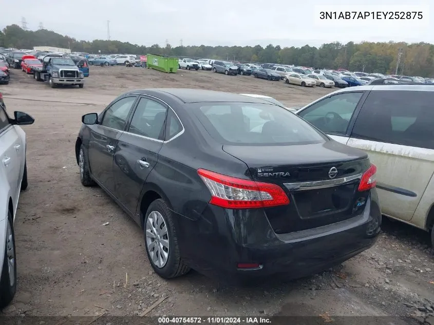 2014 Nissan Sentra S VIN: 3N1AB7AP1EY252875 Lot: 40754572