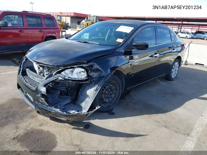 2014 Nissan Sentra Sv VIN: 3N1AB7AP5EY201234 Lot: 40755336