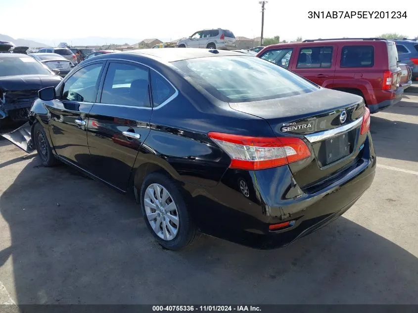 2014 Nissan Sentra Sv VIN: 3N1AB7AP5EY201234 Lot: 40755336