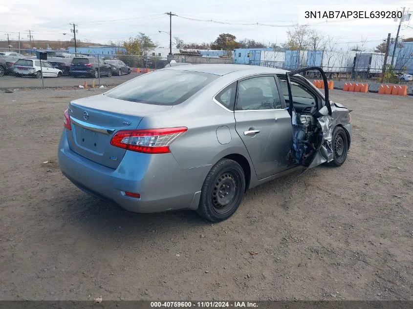 2014 Nissan Sentra Fe+ S/Fe+ Sv/S/Sl/Sr/Sv VIN: 3N1AB7AP3EL639280 Lot: 40759600