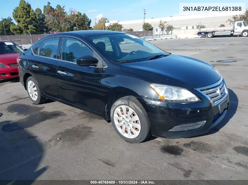 2014 Nissan Sentra S VIN: 3N1AB7AP2EL681388 Lot: 40765489