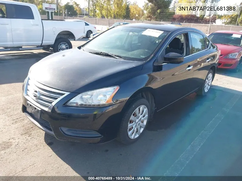 2014 Nissan Sentra S VIN: 3N1AB7AP2EL681388 Lot: 40765489