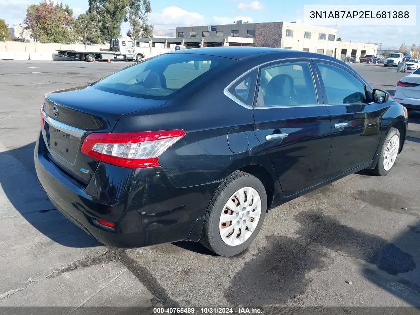 2014 Nissan Sentra S VIN: 3N1AB7AP2EL681388 Lot: 40765489