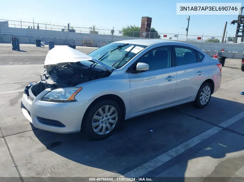 2014 Nissan Sentra S VIN: 3N1AB7AP3EL690746 Lot: 40766550