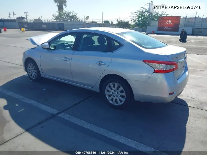 2014 Nissan Sentra S VIN: 3N1AB7AP3EL690746 Lot: 40766550