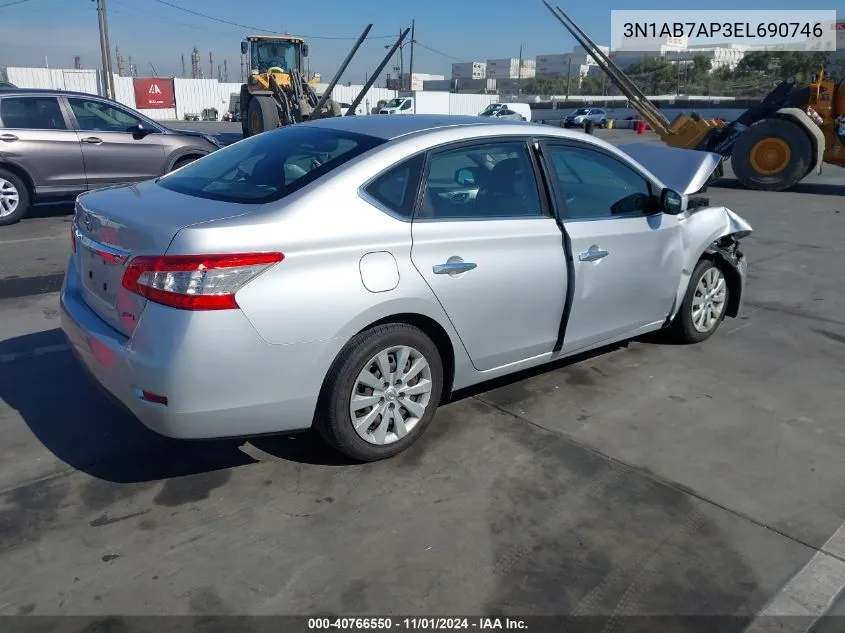 2014 Nissan Sentra S VIN: 3N1AB7AP3EL690746 Lot: 40766550