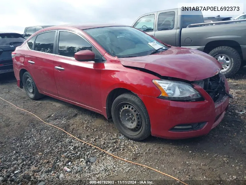 2014 Nissan Sentra S VIN: 3N1AB7AP0EL692373 Lot: 40792903