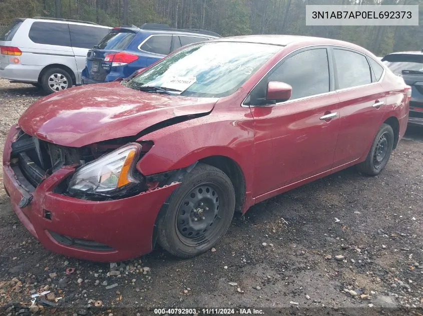 2014 Nissan Sentra S VIN: 3N1AB7AP0EL692373 Lot: 40792903