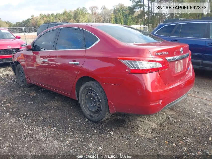 2014 Nissan Sentra S VIN: 3N1AB7AP0EL692373 Lot: 40792903