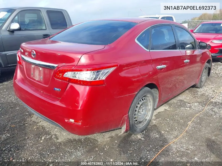 2014 Nissan Sentra S VIN: 3N1AB7AP0EL692373 Lot: 40792903