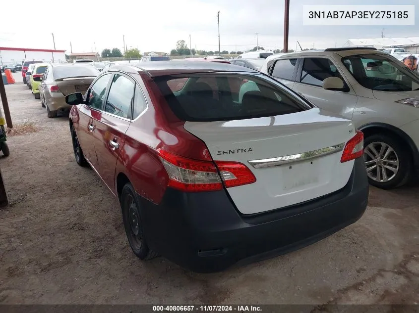 2014 Nissan Sentra S VIN: 3N1AB7AP3EY275185 Lot: 40806657