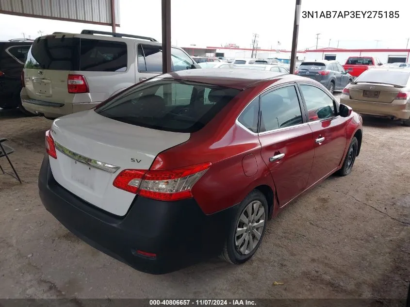 2014 Nissan Sentra S VIN: 3N1AB7AP3EY275185 Lot: 40806657