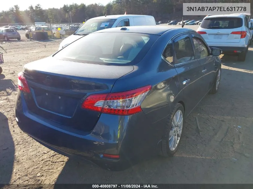 2014 Nissan Sentra Sl VIN: 3N1AB7AP7EL631778 Lot: 40808797