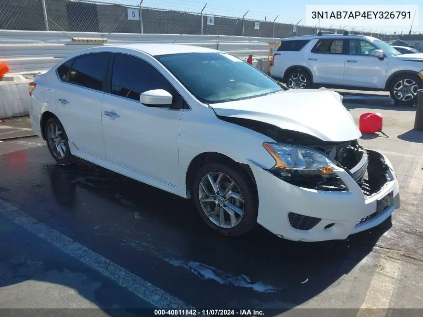 2014 Nissan Sentra Sr VIN: 3N1AB7AP4EY326791 Lot: 40811842