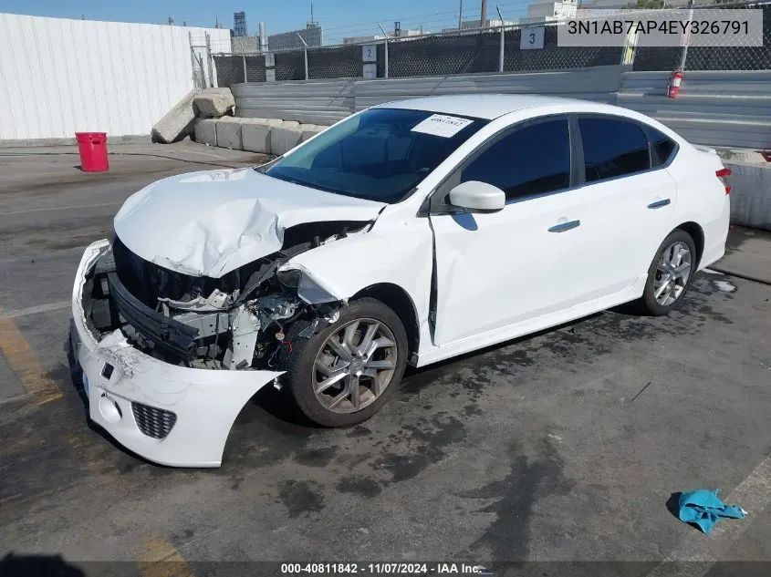 2014 Nissan Sentra Sr VIN: 3N1AB7AP4EY326791 Lot: 40811842