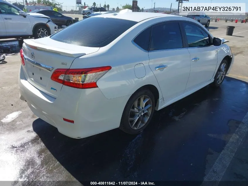 2014 Nissan Sentra Sr VIN: 3N1AB7AP4EY326791 Lot: 40811842