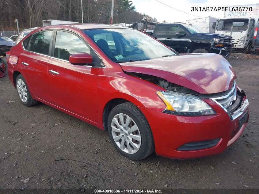 2014 Nissan Sentra Sv VIN: 3N1AB7AP5EL636770 Lot: 40818686