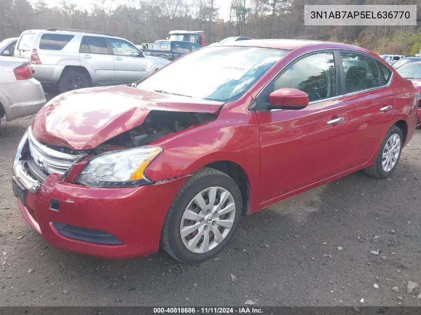 2014 Nissan Sentra Sv VIN: 3N1AB7AP5EL636770 Lot: 40818686