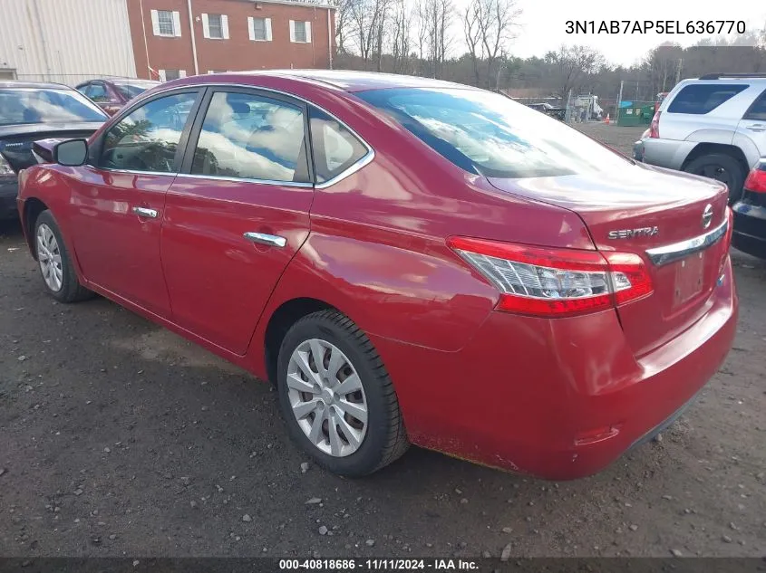 2014 Nissan Sentra Sv VIN: 3N1AB7AP5EL636770 Lot: 40818686