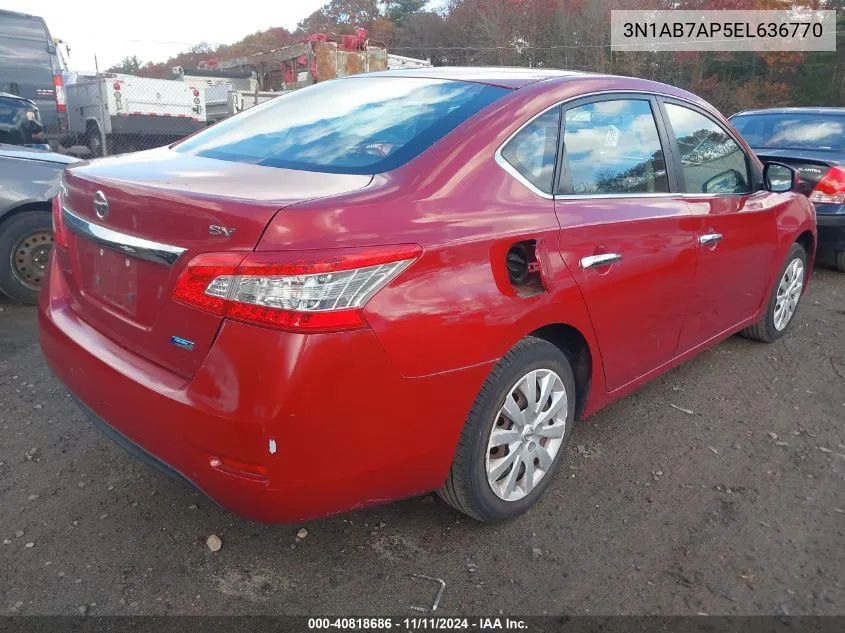 2014 Nissan Sentra Sv VIN: 3N1AB7AP5EL636770 Lot: 40818686