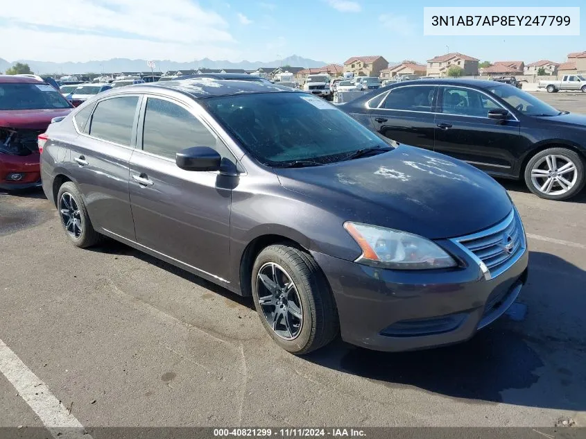 2014 Nissan Sentra S/Sv/Sr/Sl VIN: 3N1AB7AP8EY247799 Lot: 40821299