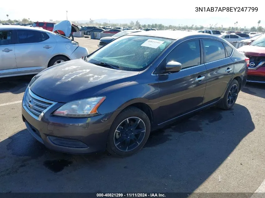 2014 Nissan Sentra S/Sv/Sr/Sl VIN: 3N1AB7AP8EY247799 Lot: 40821299