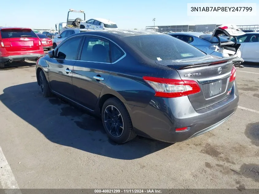 2014 Nissan Sentra S/Sv/Sr/Sl VIN: 3N1AB7AP8EY247799 Lot: 40821299