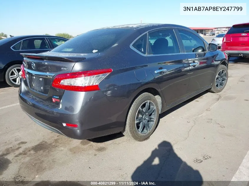 2014 Nissan Sentra S/Sv/Sr/Sl VIN: 3N1AB7AP8EY247799 Lot: 40821299