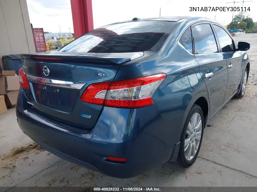 2014 Nissan Sentra Sl VIN: 3N1AB7AP0EY305114 Lot: 40828232