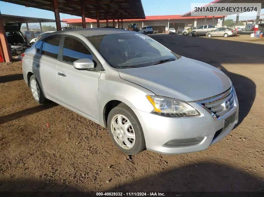 2014 Nissan Sentra Fe+ S/Fe+ Sv/S/Sl/Sr/Sv VIN: 3N1AB7AP4EY215674 Lot: 40829332