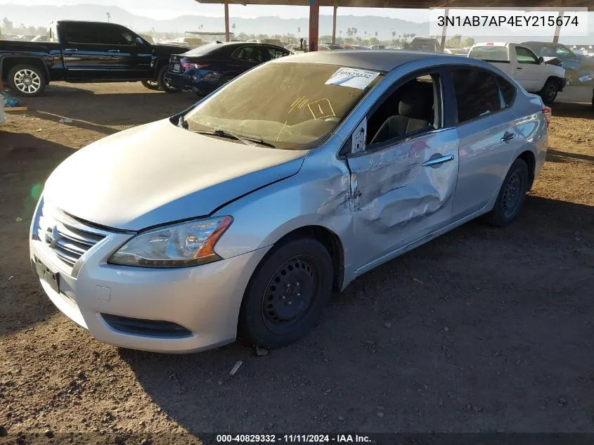 2014 Nissan Sentra Fe+ S/Fe+ Sv/S/Sl/Sr/Sv VIN: 3N1AB7AP4EY215674 Lot: 40829332