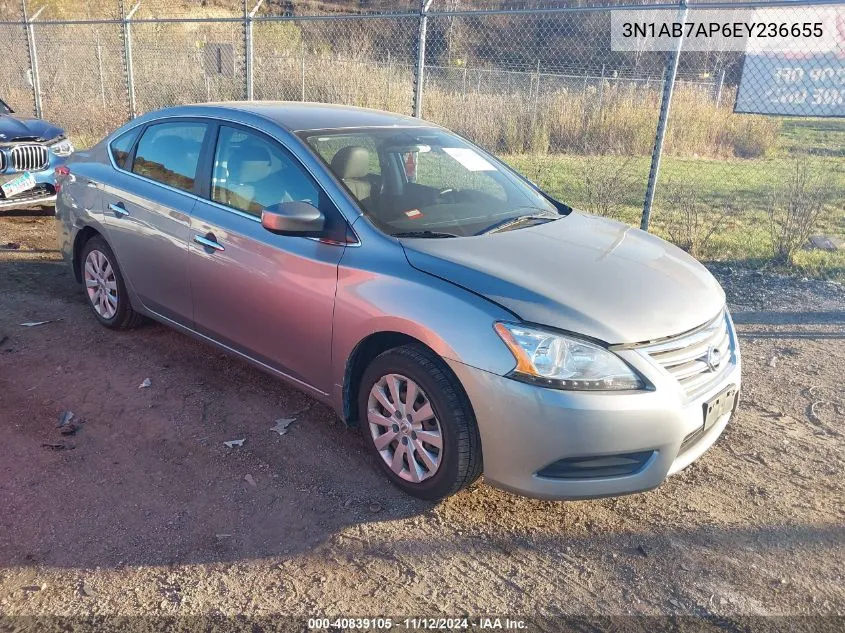 2014 Nissan Sentra Fe+ S/Fe+ Sv/S/Sl/Sr/Sv VIN: 3N1AB7AP6EY236655 Lot: 40839105