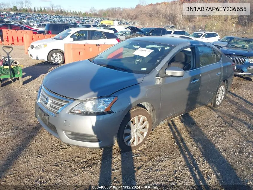 2014 Nissan Sentra Fe+ S/Fe+ Sv/S/Sl/Sr/Sv VIN: 3N1AB7AP6EY236655 Lot: 40839105