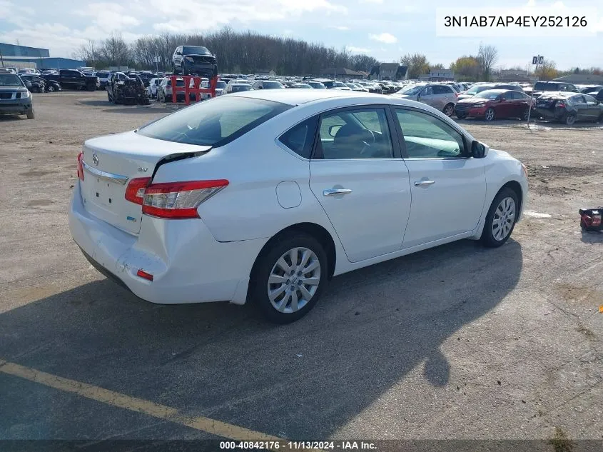 2014 Nissan Sentra Fe+ S/Fe+ Sv/S/Sl/Sr/Sv VIN: 3N1AB7AP4EY252126 Lot: 40842176