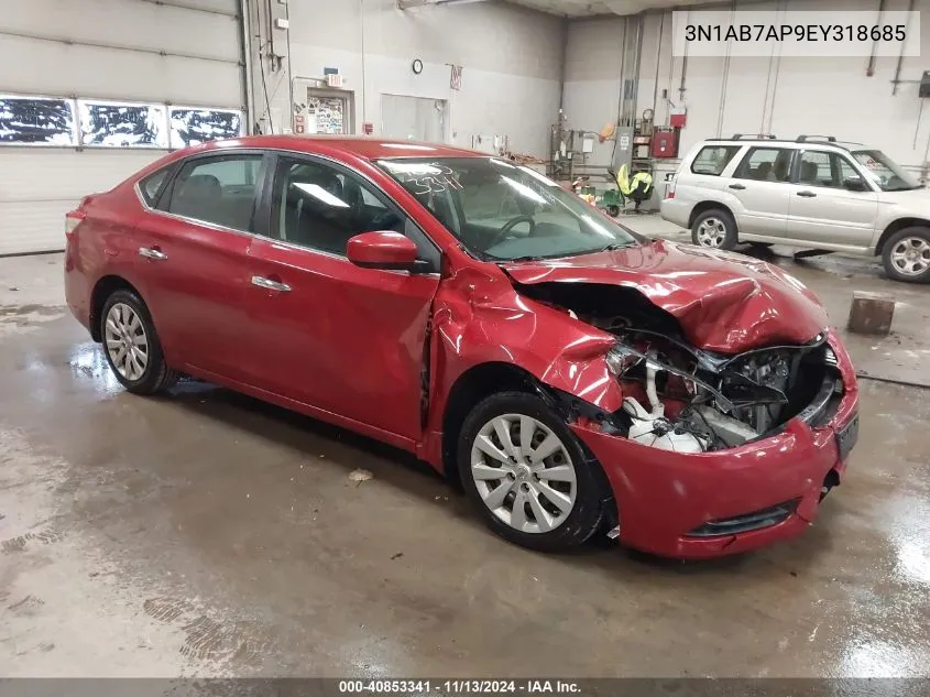 2014 Nissan Sentra S VIN: 3N1AB7AP9EY318685 Lot: 40853341