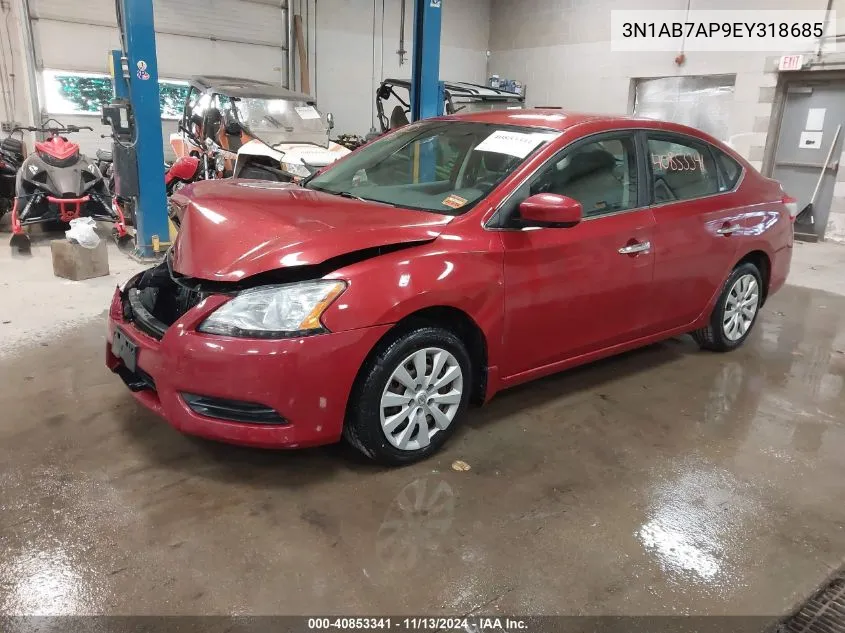 2014 Nissan Sentra S VIN: 3N1AB7AP9EY318685 Lot: 40853341