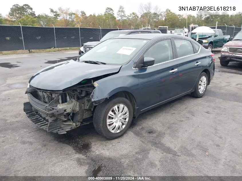 2014 Nissan Sentra S VIN: 3N1AB7AP3EL618218 Lot: 40903889