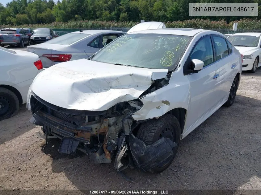 2015 Nissan Sentra S/Sv/Sr/Sl VIN: 3N1AB7AP0FL648617 Lot: 12087417