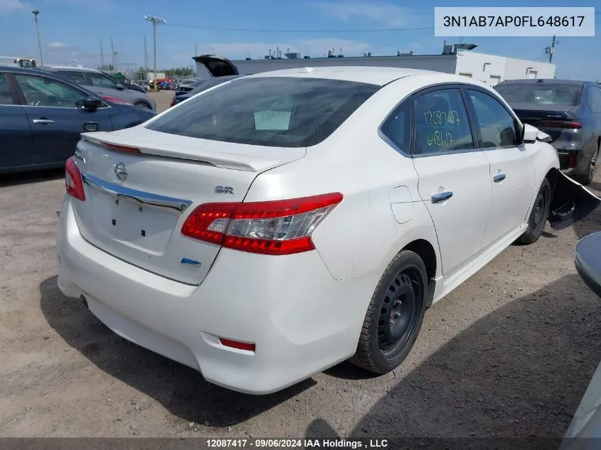 2015 Nissan Sentra S/Sv/Sr/Sl VIN: 3N1AB7AP0FL648617 Lot: 12087417