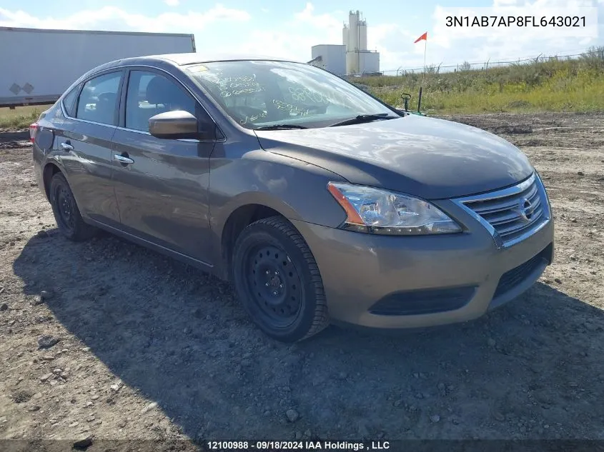 2015 Nissan Sentra VIN: 3N1AB7AP8FL643021 Lot: 12100988