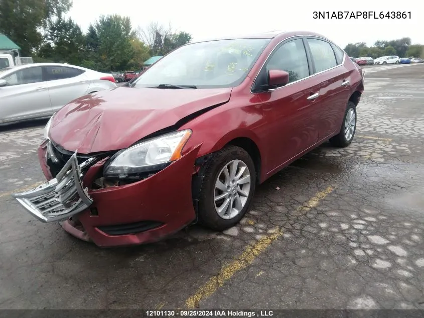 2015 Nissan Sentra VIN: 3N1AB7AP8FL643861 Lot: 12101130