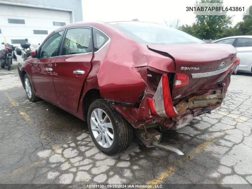 2015 Nissan Sentra VIN: 3N1AB7AP8FL643861 Lot: 12101130