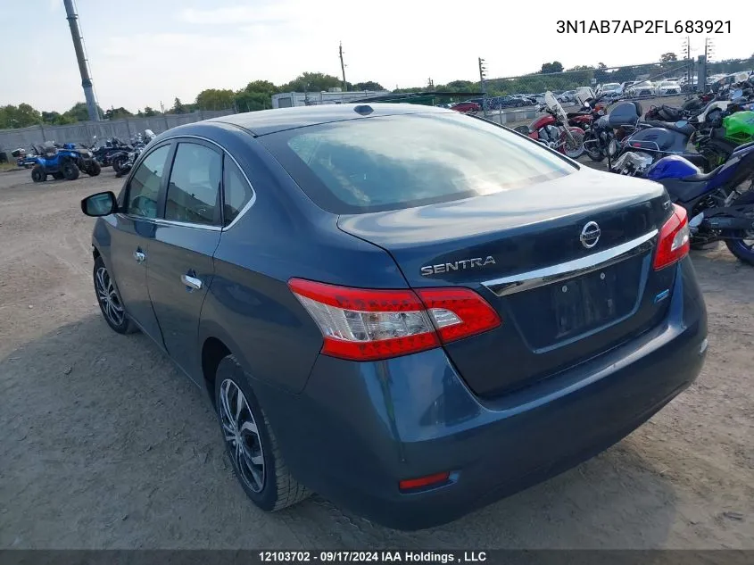 2015 Nissan Sentra S/Sv/Sr/Sl VIN: 3N1AB7AP2FL683921 Lot: 12103702