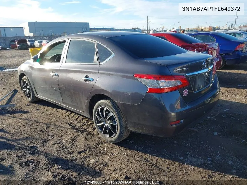 2015 Nissan Sentra VIN: 3N1AB7AP1FL649372 Lot: 12149000