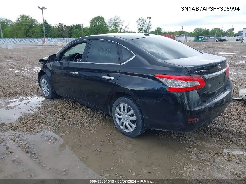 3N1AB7AP3FY308994 2015 Nissan Sentra Sv