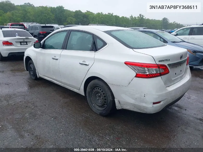 2015 Nissan Sentra S VIN: 3N1AB7AP8FY368611 Lot: 39401839