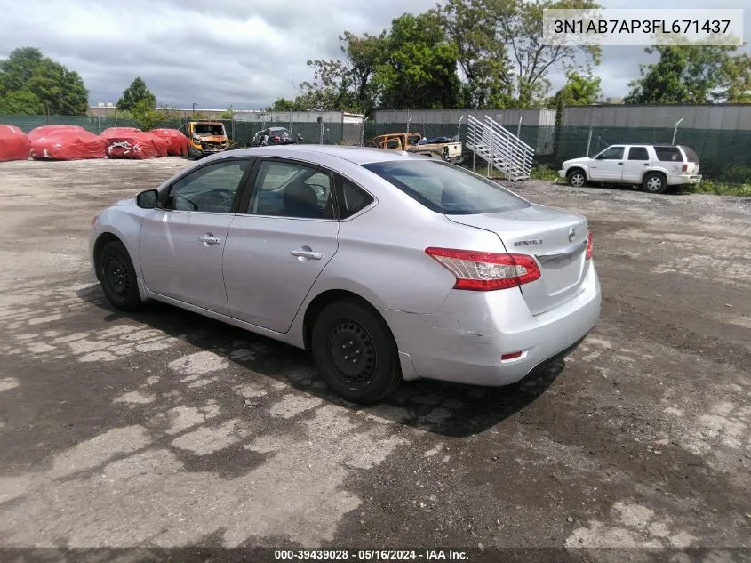 2015 Nissan Sentra Sv VIN: 3N1AB7AP3FL671437 Lot: 39439028